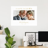 ミニマル結婚主義ロマンチック写真記念日金ゴールド ポスター (ホームオフィス)