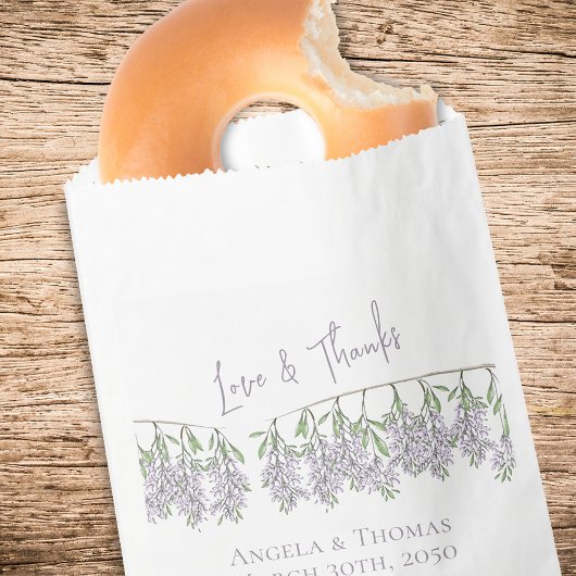 ミニマル結婚式の引き出物フローララベンダーエレガント フェイバーバッグ