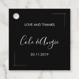 ミニマル結婚式の引き出物ラベル縁ど交差 フェイバータグ