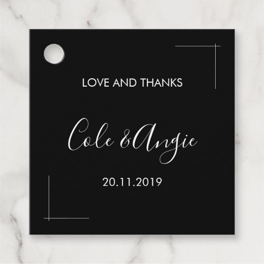 ミニマル結婚式の引き出物ラベル縁ど交差 フェイバータグ (正面)