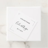 ミニマル結婚式の引き出物ラベル縁ど交差 フェイバータグ (インサイチュ)