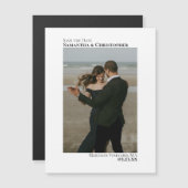 ミニマル結婚式の日付を保存する縦写真 マグネット招待状 (正面/裏面)