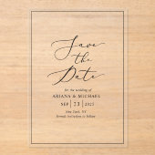 ミニマル結婚式の日付カードを保存 アクリル招待状 (正面)