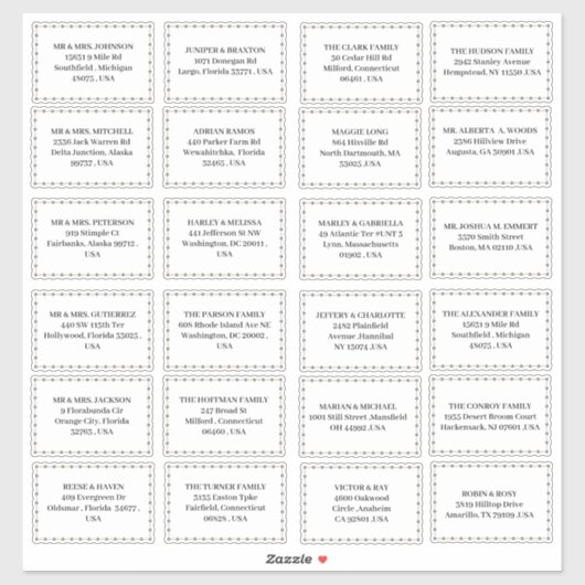 ミニマル結婚式招待状アドレスステッカー シール (シート)