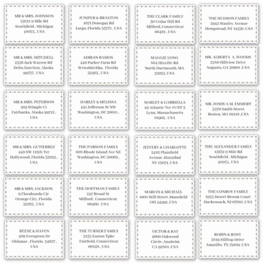 ミニマル結婚式招待状アドレスステッカー シール (正面)