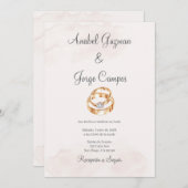 ミニマル結婚式招待状スペインの 招待状 (正面/裏面)