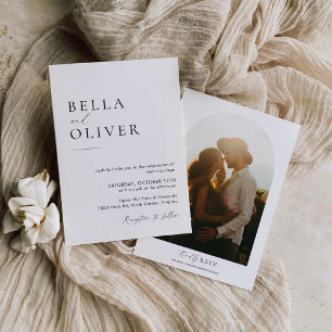 ミニマル結婚式招待状テンプレートと写真 招待状