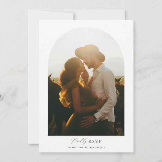 ミニマル結婚式招待状テンプレートと写真 招待状 (裏面)