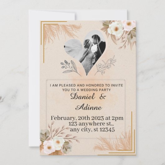 ミニマル結婚式招待状テンプレートセット 招待状 (正面)