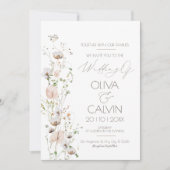 ミニマル結婚式招待状テンプレートワイルドフラワー 招待状 (正面)