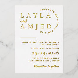 ミニマル結婚式招待状テンプレート 箔招待状