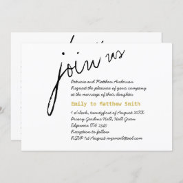 ミニマル結婚式招待状モダンスクリプトホワイト 招待状