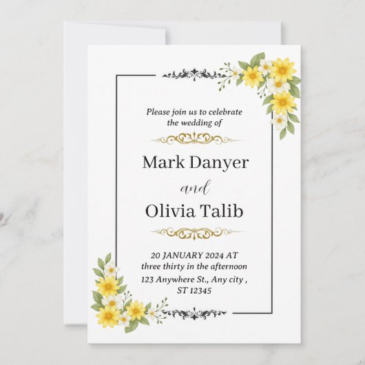 ミニマル結婚式招待状モダン- 、シンプル 招待状 (正面)