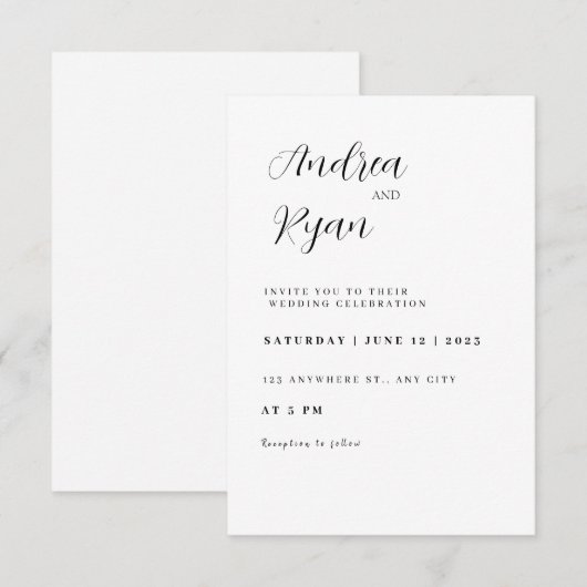 ミニマル結婚式招待状 (正面/裏面)