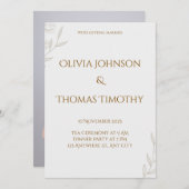 ミニマル結婚式招待状、カーエレガントド 招待状 (正面/裏面)