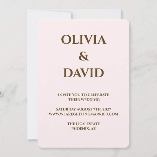 ミニマル結婚式招待状 | ソフト赤面&チャンプ 招待状 (正面)