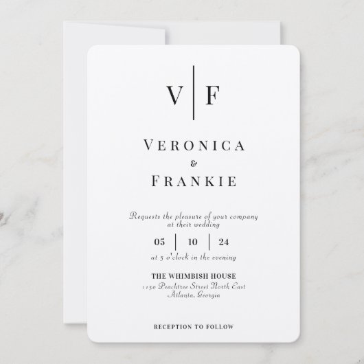 ミニマル結婚式招待状 |写シンプル真 招待状 (正面)