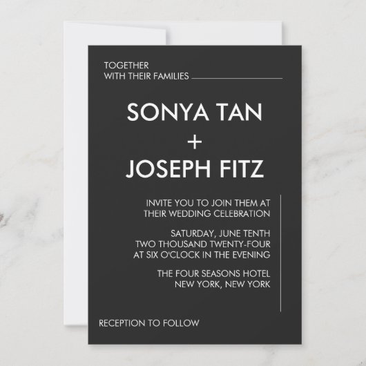 ミニマル結婚式招待状 招待状 (正面)