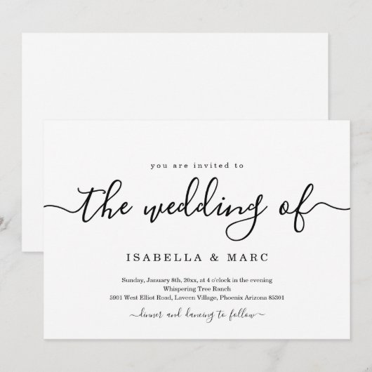 ミニマル結婚式招待状 招待状 (正面/裏面)