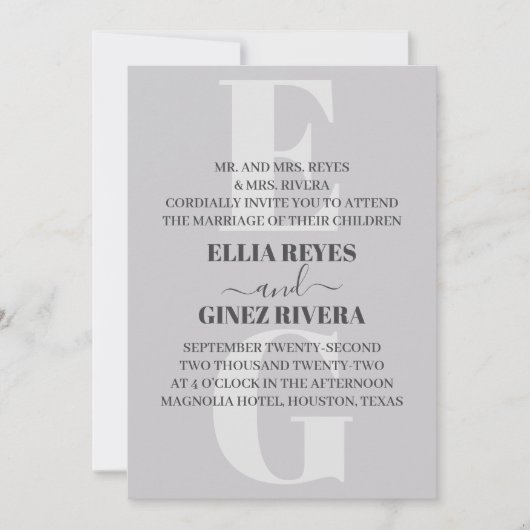 ミニマル結婚式招待状 招待状 (正面)