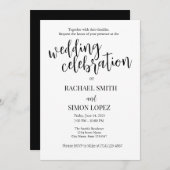 ミニマル結婚式招待状 – 白黒 招待状 (正面/裏面)