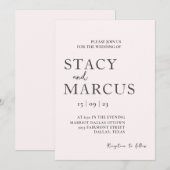 ミニマル結婚式招待状、5時間365日シンプルのエレガント 招待状 (正面/裏面)