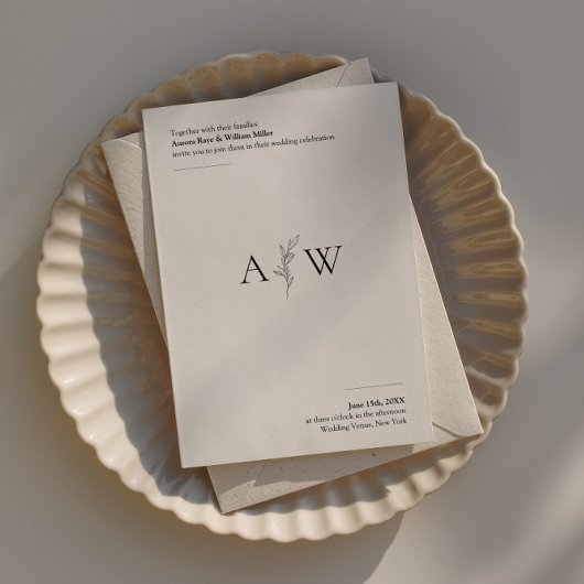 ミニマル結婚式招待状wボタニカルデザイン 招待状