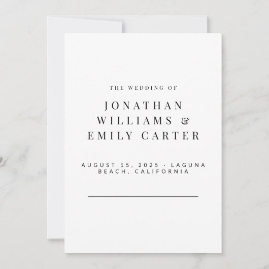 ミニマル結婚式 プログラムモダン- 5時間365日 (正面)