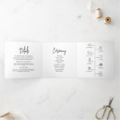 ミニマル結婚式 プログラム白黒エレガント 三つ折りプログラム (内部)