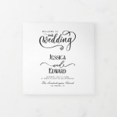 ミニマル結婚式 プログラム白黒エレガント 三つ折りプログラム (カバー)