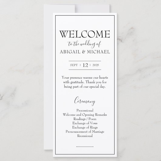ミニマル結婚式 プログラム (正面)
