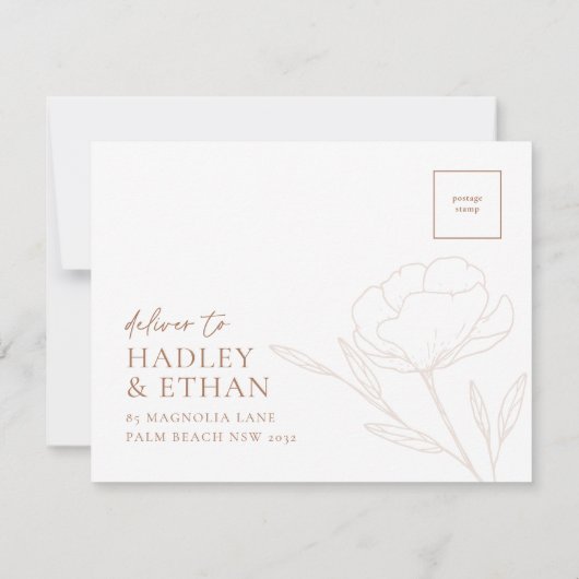 ミニマル結婚式RSVPカードはがきエンクロージャ 出欠カード (裏面)