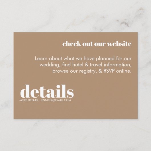 ミニマル結婚詳細招待状 エンクロージャーカード (正面)