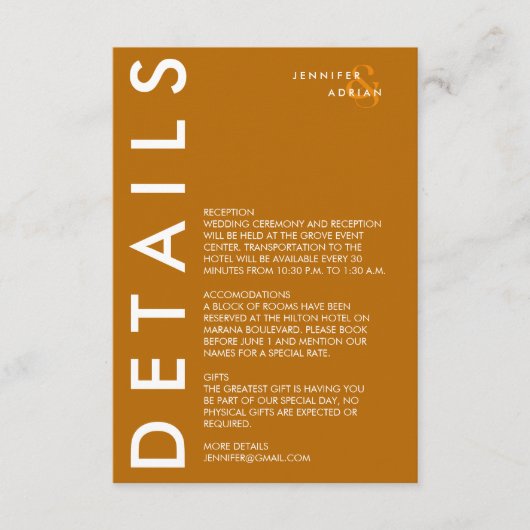 ミニマル結婚詳細招待状 エンクロージャーカード (正面)