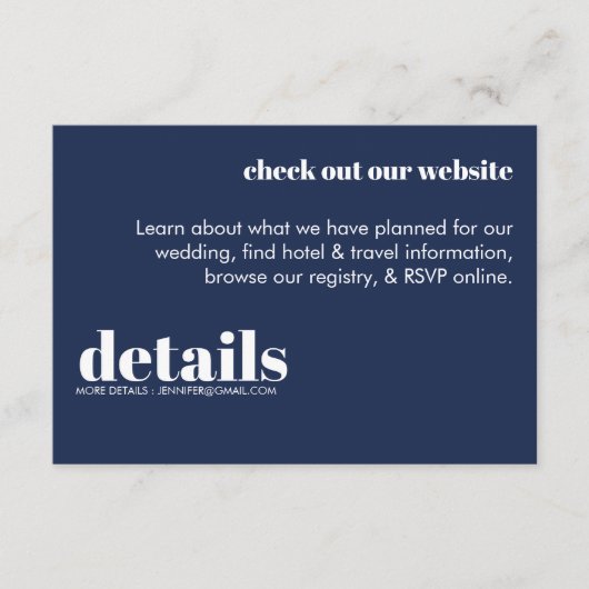 ミニマル結婚詳細招待状 エンクロージャーカード (正面)