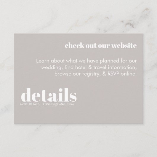 ミニマル結婚詳細招待状 エンクロージャーカード (正面)