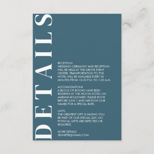 ミニマル結婚詳細招待状 エンクロージャーカード (正面)