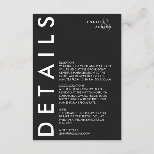 ミニマル結婚詳細招待状 エンクロージャーカード (正面)