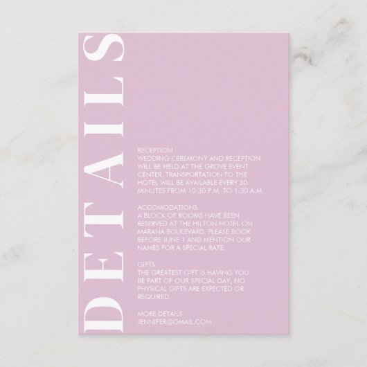 ミニマル結婚詳細招待状 エンクロージャーカード (正面)