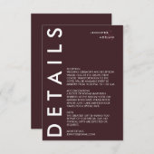 ミニマル結婚詳細招待状 エンクロージャーカード (正面/裏面)