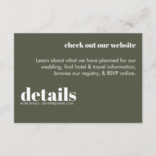 ミニマル結婚詳細招待状 エンクロージャーカード (正面)