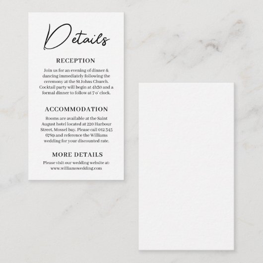 ミニマル結婚詳細 エンクロージャーカード (正面/裏面)