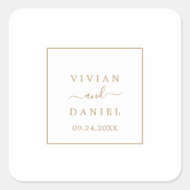 ミニマル結婚金ゴールド封筒用シール スクエアシール