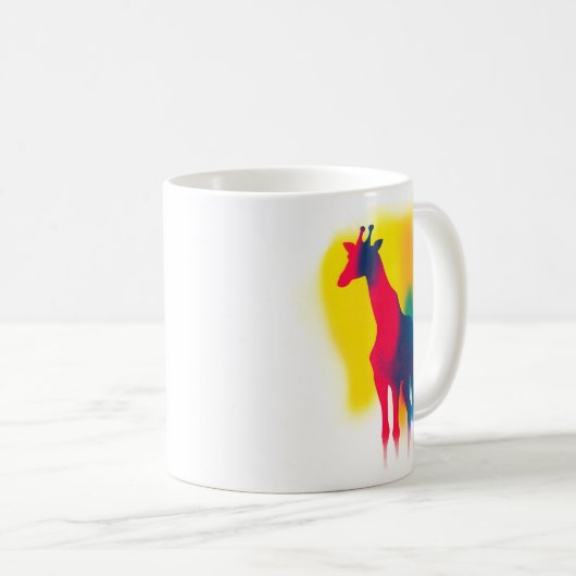 ミニマル絵を描スプレーキリンのシルエット コーヒーマグカップ (正面右)