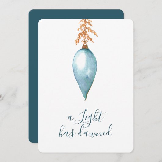 ミニマル絵を描ス手ブルーウォーター色クリスマス シーズンカード (正面/裏面)