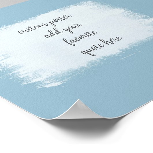 ミニマル絵を描デザインスチールブルー追加引用文 ポスター (角)