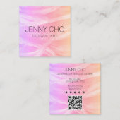 ミニマル絵画リストピンクのQRコードのソーシャルアイコン スクエア名刺 (正面/裏面)