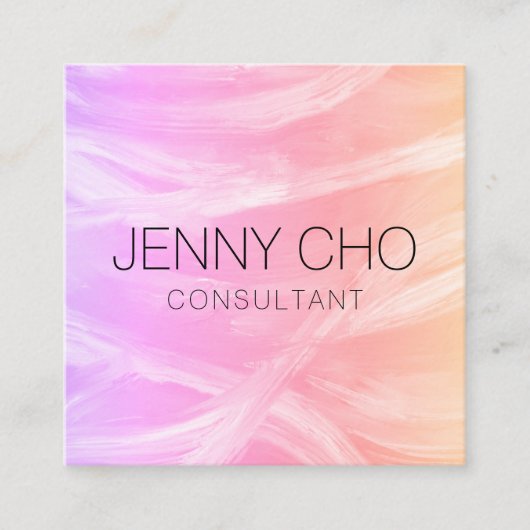 ミニマル絵画リストピンクのQRコードのソーシャルアイコン スクエア名刺 (正面)