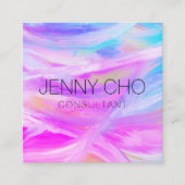 ミニマル絵画リスト紫のQRコードソーシャルアイコン スクエア名刺 (正面)