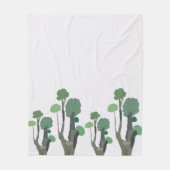 ミニマル緑の木 フリースブランケット (正面)